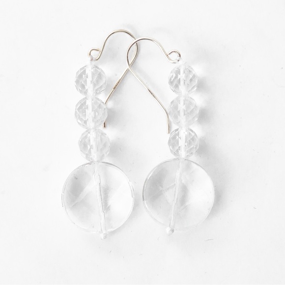 Jess David Clear By Design Quartz drop style faceted stone earrings clear quartz - Picture 3 of 11